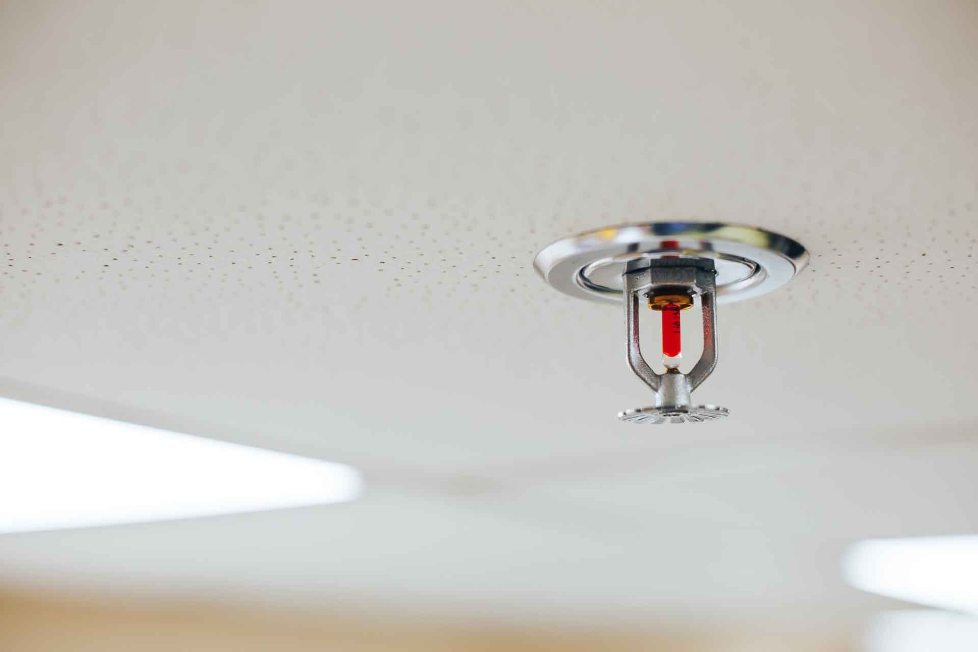 Fire protection technician inspecting a sprinkler system