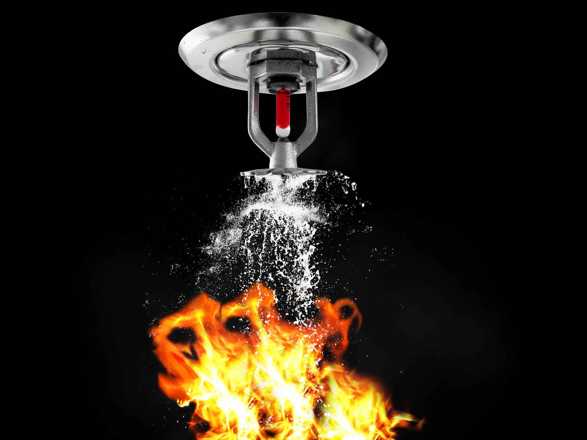 Fire protection technician at work